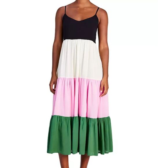 Kate Spade New York Color Block Tiered Midi Dress, Size S - Picture 1 of 8